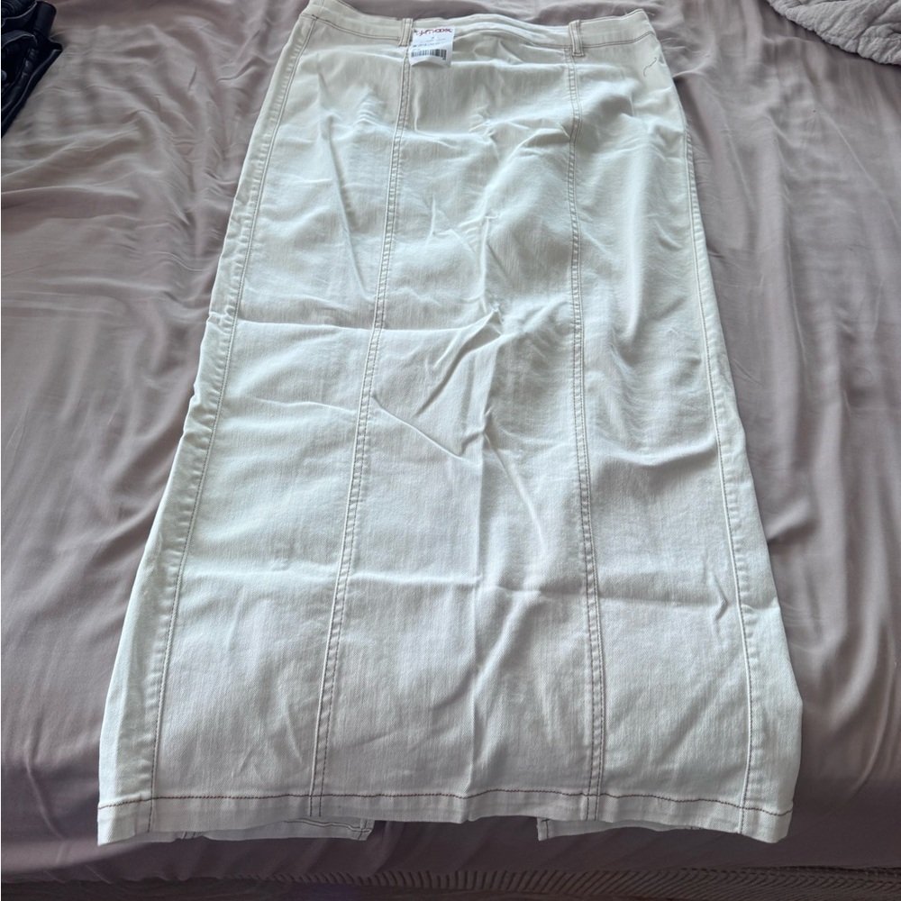 Women's Cream Long Panelled Skirt
